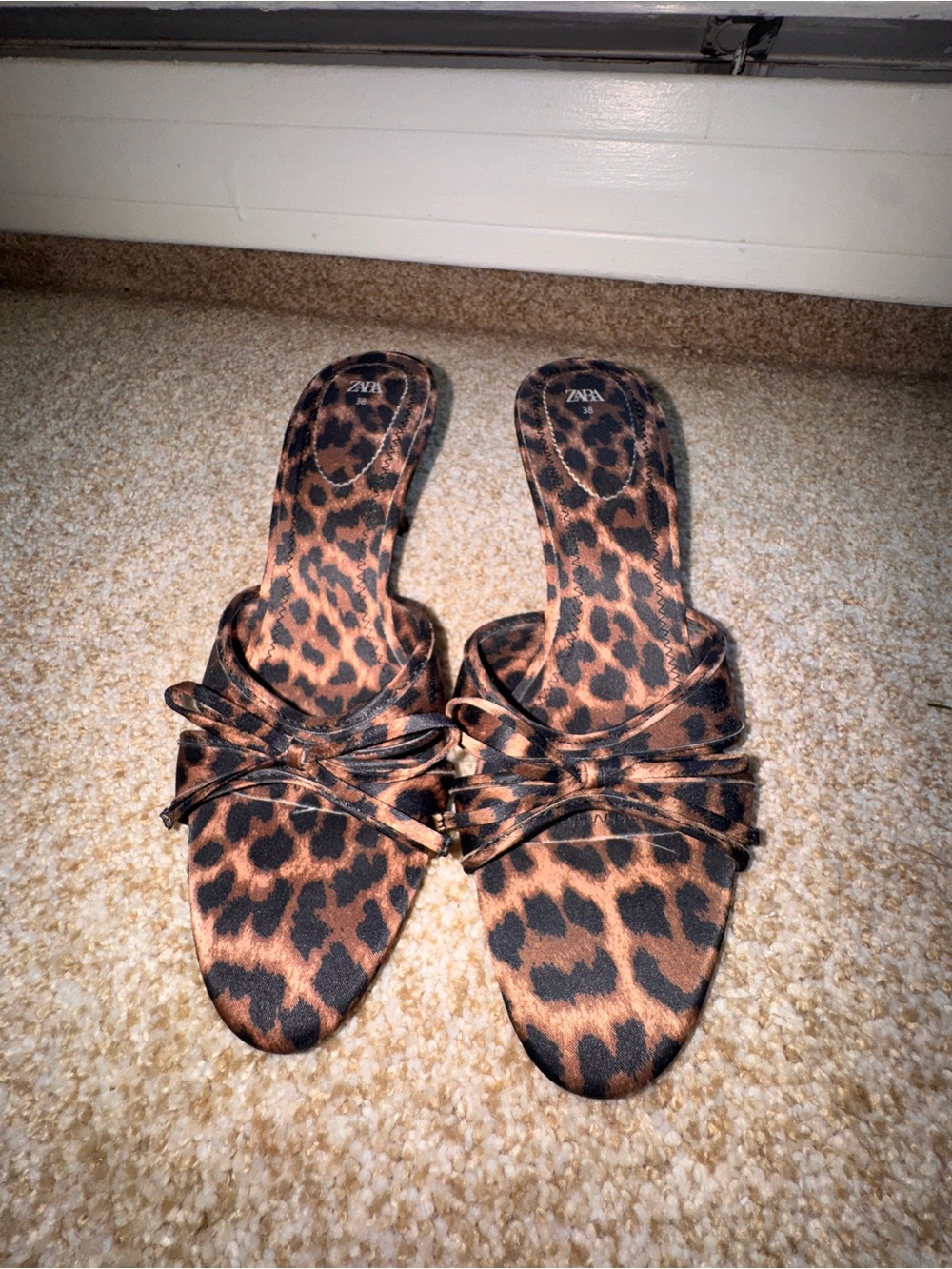 Zara Leopard Print Knot Slide Mules in Brown and Black